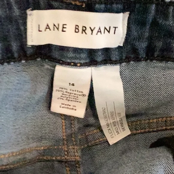 Lane Bryant Blue Distressed Jean Shorts - Picture 3 of 5